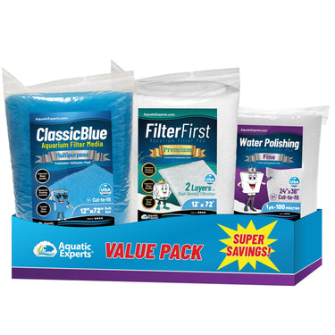 Classic Bonded Aquarium Filter Pad - Blue & White Aquarium Filter Media Roll Bulk, Customizable for Most Filters Aquatic Experts Value Pack Ultimate Bundle